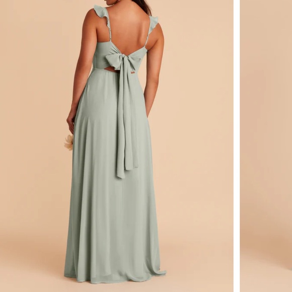 Birdy Grey Doris sage chiffon bridesmaid dress- I had the ruffle straps removed. - Picture 4 of 4